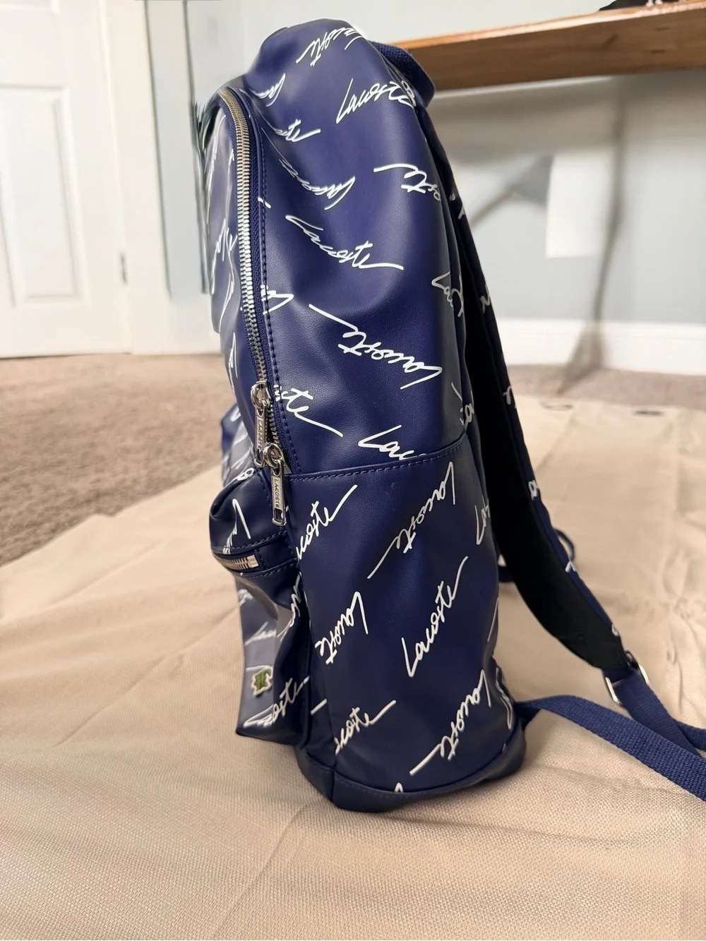 Lacoste L!VE Signature Print Zippered Backpack
